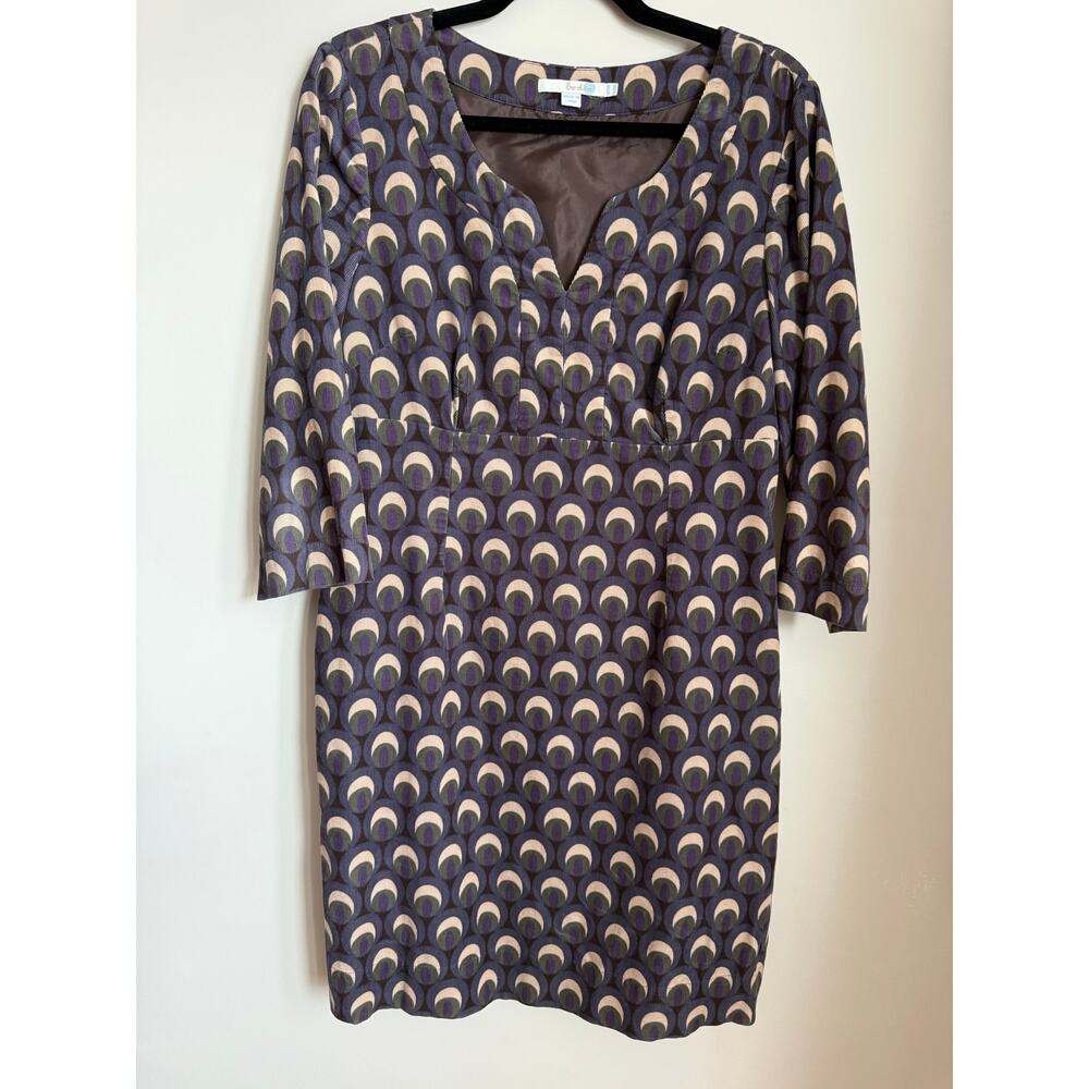 Boden Peacock Print‎ Wide Wale Corduroy Dress Size 10 (Altered To Petite Fit)